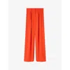 Lk Bennett Womens Sykes Wide-leg Stretch-woven Trousers Ora-bright Orange In Ora-bright Orange