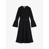 Lk Bennett Womens  Tabitha Flared-sleeve Stretch-woven Midi Dress In Bla-black