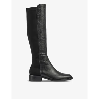 Lk Bennett Womens Bla-black Tallis Elasticated-panel Leather Knee-high Boots