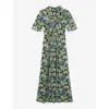 Lk Bennett Womens Mul-multi Thelma Floral-print Tie-neck Woven Midi Dress In Mul-multi