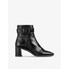Lk Bennett Womens Bla-black Wilde Square-toe Patent-leather Ankle Boots Eur 37 / 4 Uk In Bla-black