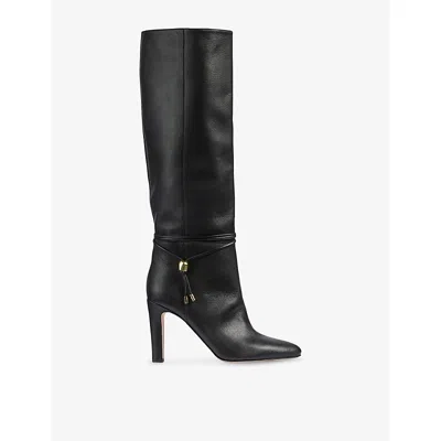 Lk Bennett Womens Bla-black Loretta Leather Knee-high Boots Eur 37 / 4 Uk