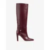 Lk Bennett Womens Red-burgundy Loretta Leather Knee-high Boots Eur 39 / 6 Uk