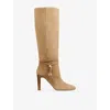 Lk Bennett Womens Cam-camel Loretta Suede Knee-high Boots Eur 40 / 7 Uk In Neutral