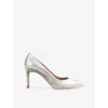 Lk Bennett Womens  Floret Leather Heeled Courts In Met-silver