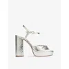 Lk Bennett Womens Met-silver Rosa Leather Platform Sandals Eur 42/ 9 Uk In Silver