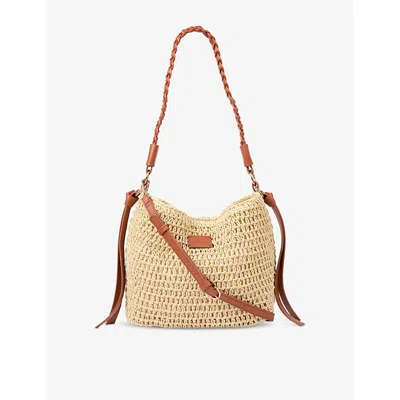Lk Bennett Womens Mul-brown Issie Detachable-strap Raffia Cross-body Bag