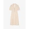 Lk Bennett Womens Mul-cream Sophie Polka-dot Puff-sleeve Silk-blend Midi Dress