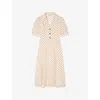 Lk Bennett Womens Mul-cream Sophie Polka-dot Puff-sleeve Silk-blend Midi Dress In Mul-cream