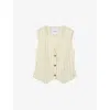 Lk Bennett Ami Pinstripe Linen Blend Waistcoat In Mul-cream/black