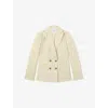 Lk Bennett Amore Pinstripe Linen Blend Double Breasted Blazer In Mul-cream/black
