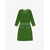 Lk Bennett Womens Ciara Contrast-trim Stretch-knit Mini Dress Mul-green Xs In Mul-green