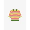 Lk Bennett Cinzia Treetop Multicoloured Cotton Blend Zig Zag Poin In Mul-green