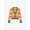 Lk Bennett Womens Mul-green Cinzia Zigzag-pattern Cotton-blend Cardigan Xs In Mul-green