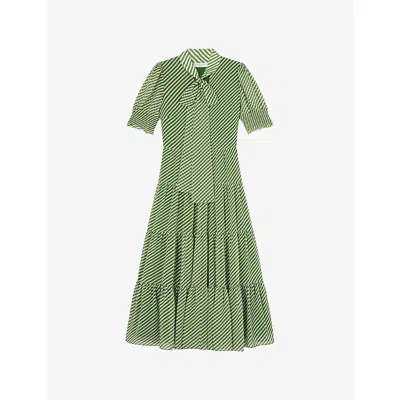 LK BENNETT WOMENS LK BENNETT COCO STRIPED WOVEN MIDI DRESS