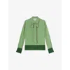 Lk Bennett Womens Lize Tie-collar Stripe Woven Shirt Mul-green In Mul-green