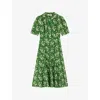 Lk Bennett Womens Sophie Wildflower-print Silk-blend Midi Dress Mul-green In Mul-green