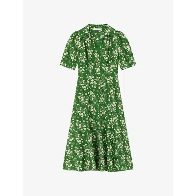 Lk Bennett Womens Sophie Wildflower-print Silk-blend Midi Dress Mul-green