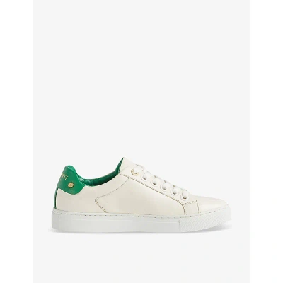Lk Bennett Signature Stud-embellished Low-top Leather Trainers In Mul-green/white