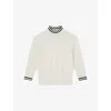 Lk Bennett Ethel & Ivory Cotton Blend Zig Zag Fine Merino S In Mul-ivory/black