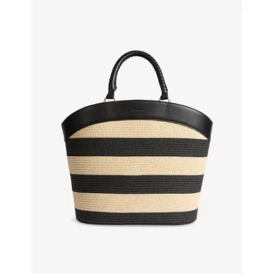 Lk Bennett Womens Mul-natural/black Beatrice Straw And Leather Tote Bag