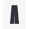 Lk Bennett Womens Mul-navy/cream Elsie 40's Polka-dot Wide-leg Woven Trousers