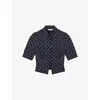 Lk Bennett Elsie Dot Crop Shirt In Mul-navy/ivory