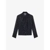 Lk Bennett Womens  Hester Spot-print Ruffle-trim Woven Blouse In Mul-navy/ivory