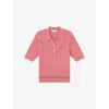 Lk Bennett Womens Mul-pink Fiona Short-sleeve Cotton Knitted Top In Mul-pink