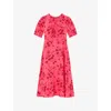 Lk Bennett Womens Mul-pink Jem Floral-print Petite Woven Midi Dress In Mul-pink