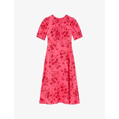 Lk Bennett Womens Mul-pink Jem Floral-print Petite Woven Midi Dress