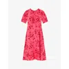 Lk Bennett Womens Mul-pink Jem Floral-print Petite Woven Midi Dress In Mul-pink
