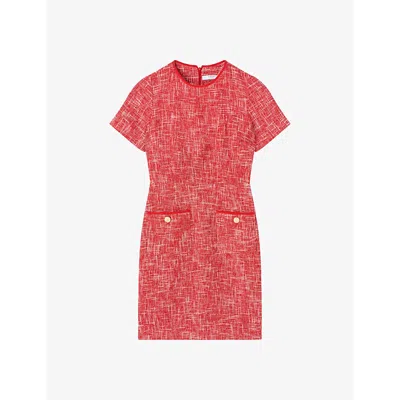 LK BENNETT WOMENS MUL-RED ALEXA SHORT-SLEEVE TWEED MINI DRESS