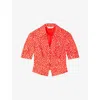 Lk Bennett Womens Mul-red Sophie Spot-print Puff-sleeve Woven Blouse In Mul-red