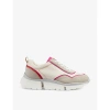 Lk Bennett Womens Mul-white Step Metallic-trim Low-top Leather Trainers In Mul-white