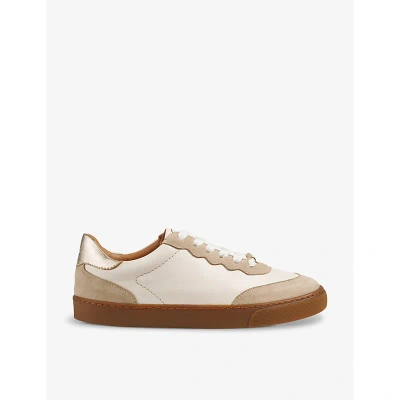 Lk Bennett Runner Logo-embossed Low-top Leather Trainers In Mul-white/natural