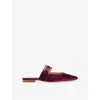 Lk Bennett Womens Red-burgundy Nancy Velvet Mules Eur 42/ 9 Uk In Burgundy