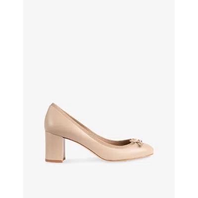 Lk Bennett Womens  Juliette Bow-embellished Leather Courts In Nat-fawn