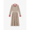 Lk Bennett Smith Horse Long Sleeve Linen Midi Dress In Nat-stone