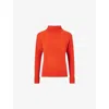 Lk Bennett Womens Leigh High-neck Relaxed-fit Wool And Cashmere-blend Jumper Ora-bright Orange