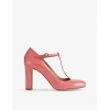 LK BENNETT WOMENS ORA-CORAL ANNALISE T-BAR HEELED PATENT-LEATHER SHOES EUR 35 / 2 UK