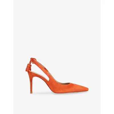 Lk Bennett Womens Ora-orange Cary Suede Slingback Courts Eur 37 / 4 Uk