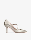 LK BENNETT LK BENNETT WOMEN'S PIN-METALLIC PINK SIMONE ASYMMETRIC HEELED LEATHER COURT SHOES