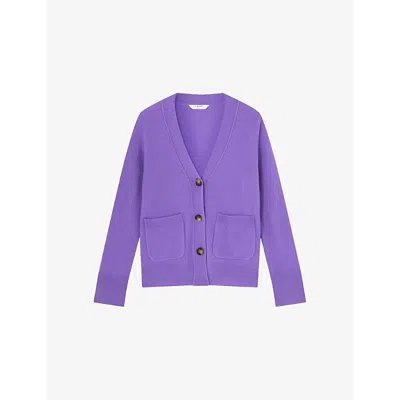 Lk Bennett Womens  Carine V-neck Wool Cardigan In Pur-lilac