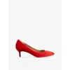 Lk Bennett Womens Red-aurora Red Audrey Suede Kitten Heels Eur 41 / 8 Uk