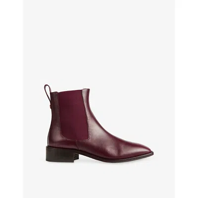 Lk Bennett Womens Red-burgundy Hattie Leather Chelsea Boots Eur 39 / 6 Uk