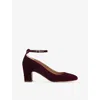 Lk Bennett Womens Red-burgundy Lorena Heeled Velvet Pumps Eur 36 / 3 Uk In Brown