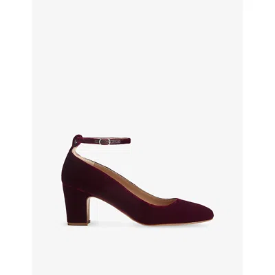 Lk Bennett Womens Red-burgundy Lorena Heeled Velvet Pumps Eur 36 / 3 Uk In Brown