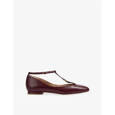 Lk Bennett Womens Red-burgundy Minna Leather Mary Jane Flats Eur 36 / 3 Uk In Brown