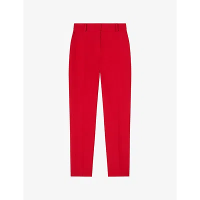 Lk Bennett Womens Red-merlot Mariner Cigarette-leg High-rise Woven Trousers